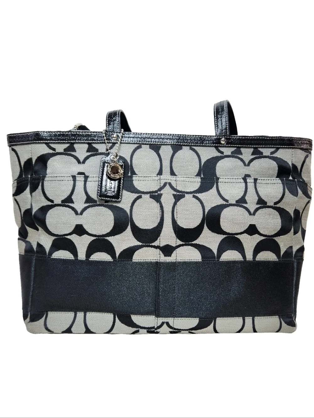 COACH Signature C Jacquard Tote Black Gray Baby Diaper Bag B1076-F13802